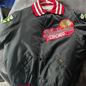 Vintage RARE Chicago blackhawks Delong Gunzo’s Satin Hockey NHL jacket size L